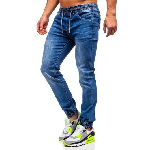 Granatowe spodnie jeansowe joggery męskie Denley KA1539