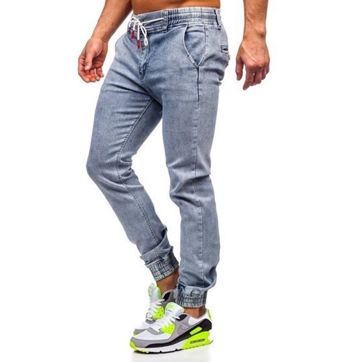 Granatowe spodnie jeansowe joggery męskie Denley KA1766