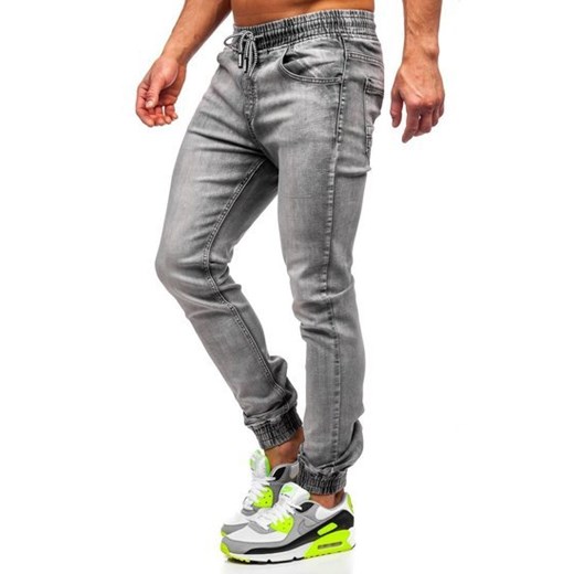 Szare spodnie jeansowe joggery męskie Denley KA1815