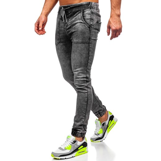 Czarne spodnie jeansowe joggery męskie Denley KA1860-1