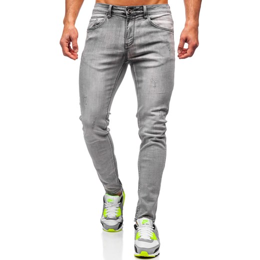 Szare spodnie jeansowe męskie skinny fit Denley KX129