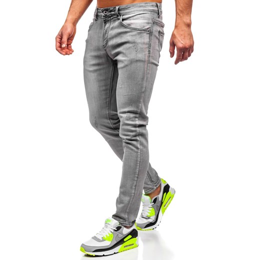 Szare spodnie jeansowe męskie skinny fit Denley KX129