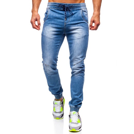 Granatowe spodnie jeansowe joggery męskie Denley KA1721