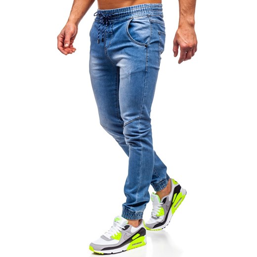 Granatowe spodnie jeansowe joggery męskie Denley KA1721
