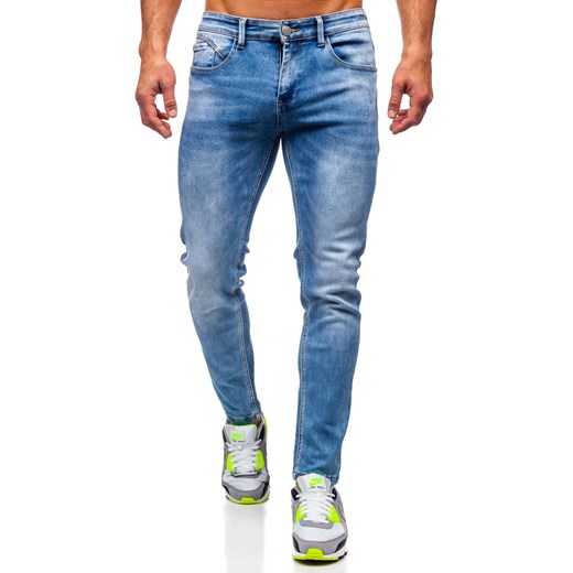 Granatowe spodnie jeansowe męskie skinny fit Denley KX398