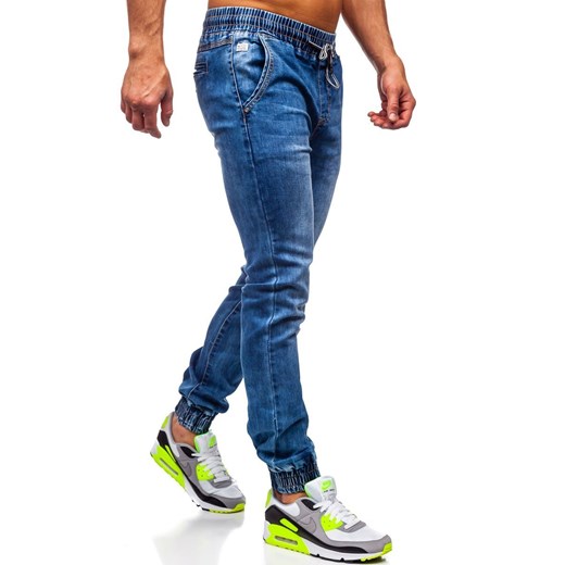 Granatowe spodnie jeansowe joggery męskie Denley KA1538