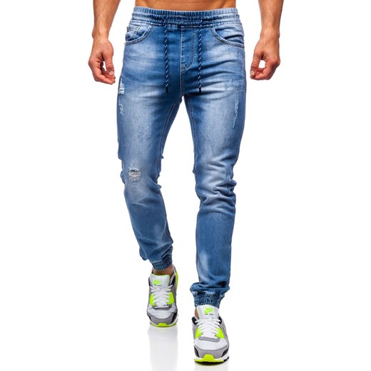 Granatowe spodnie jeansowe joggery męskie Denley KA1720