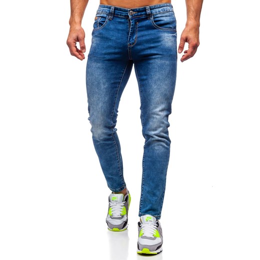 Granatowe spodnie jeansowe męskie regular fit Denley KX509