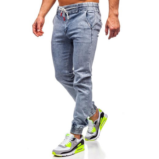 Granatowe spodnie jeansowe joggery męskie Denley KA1766
