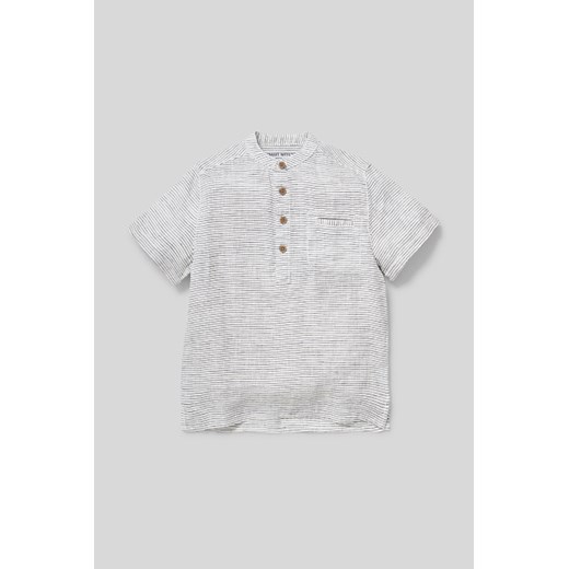 C&A Lniana koszulka z krótkim rękawem-w paski, Biały, Rozmiar: 104