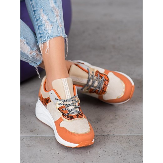 Buty sportowe damskie Merg sneakersy reebok print pomarańczowe w zwierzęce wzory 