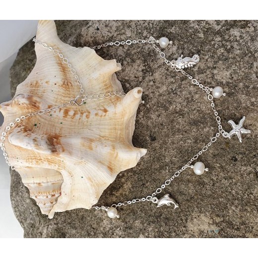 1163 naszyjnik srebrny 925 morski perełki naturalne Mak-biżuteria  uniwersalny mak-bizuteria