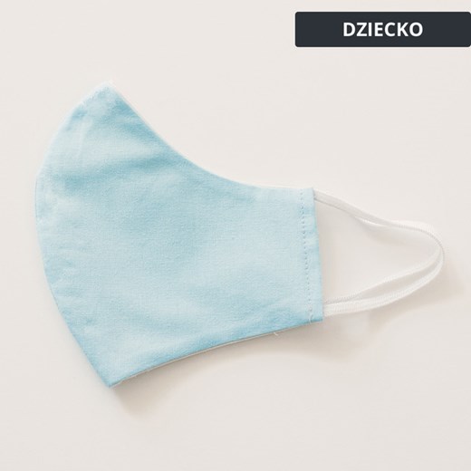 Dziecięca maseczka ochronna wielorazowa ergonomiczny kształt 100% bawełny dwustronna błękitno-szara Dziecko    UlubionaMaseczka.pl