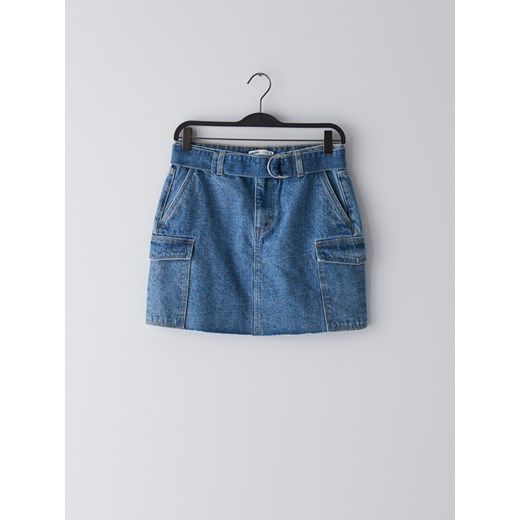 Cropp - Jeansowa spódnica z paskiem - Niebieski Cropp  XS 