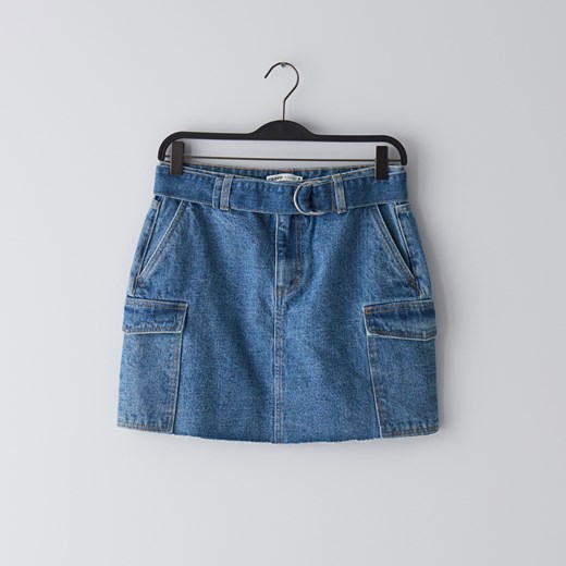 Cropp - Jeansowa spódnica z paskiem - Niebieski  Cropp S 