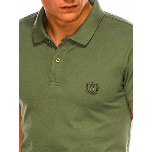 Koszulka męska Polo bez nadruku S1048 - ciemnozielona Ombre  M 
