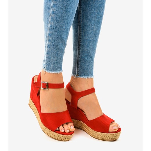 Espadryle damskie czerwone z tkaniny