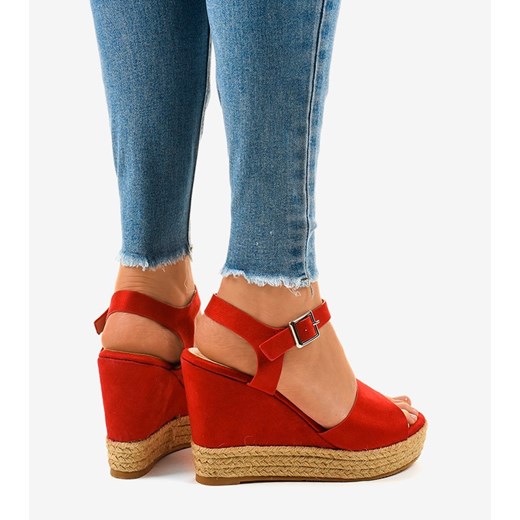 Espadryle damskie czerwone z tkaniny