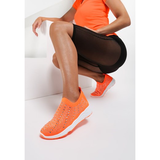 Buty sportowe damskie Renee sneakersy młodzieżowe bez wzorów1 pomarańczowe na płaskiej podeszwie na wiosnę 