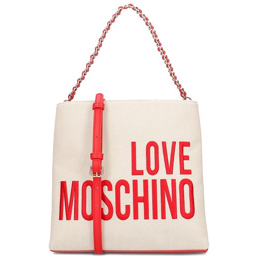 Shopper bag różowa Love Moschino z aplikacjami młodzieżowa mieszcząca a4 