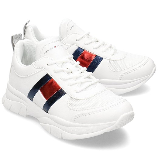 Tommy Hilfiger Low Cut Lace- Up - Sneakersy Dziecięce - T3A4-30633-0968100 WHITE Tommy Hilfiger  38 MIVO