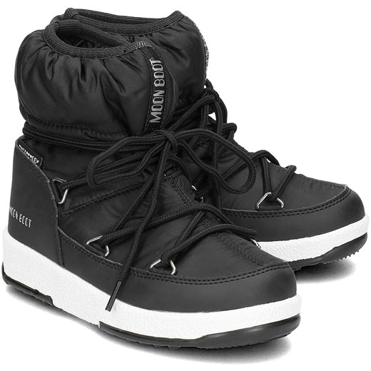 Buty zimowe dziecięce czarne Moon Boot śniegowce sznurowane nylonowe 