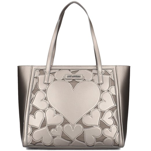 Shopper bag Love Moschino bez dodatków złota ze skóry ekologicznej mieszcząca a8 na ramię 