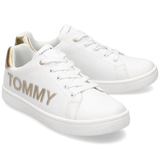Tommy Hilfiger Low Cut Lace-Up - Trampki Dziecięce - T3A4-30618-0977X068 WHITE/GOLD  Tommy Hilfiger 37 MIVO