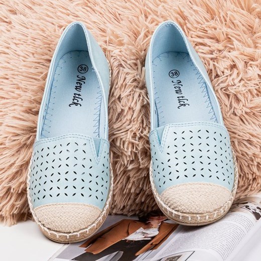 Niebieskie espadryle ażurowe Jasida - Obuwie Royalfashion.pl  41 