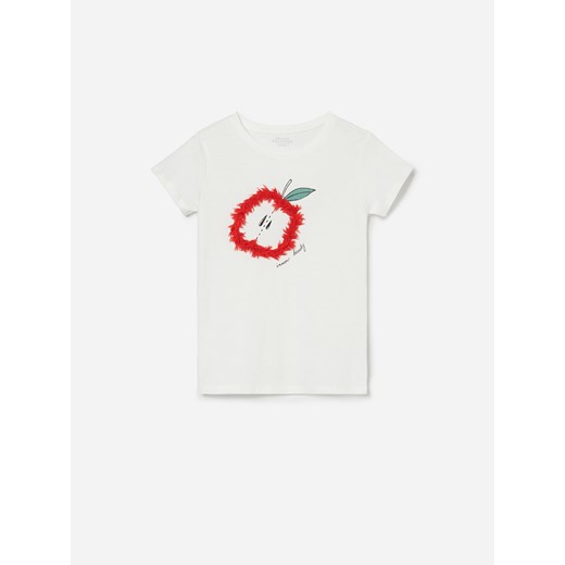 Reserved - Bawełniany t-shirt z aplikacją - Kremowy  Reserved 146 