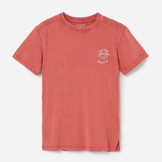 Reserved - Bawełniany t-shirt z haftem - Różowy  Reserved 110 