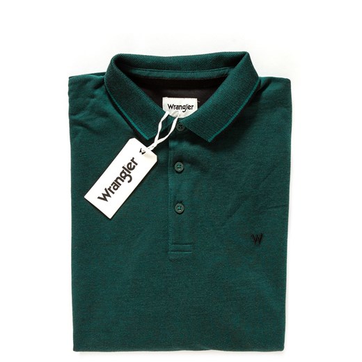 T-shirt męski Wrangler zielony casualowy z krótkimi rękawami 