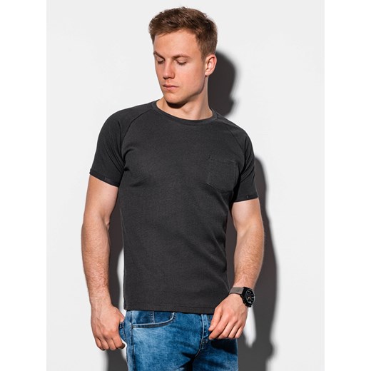 T-shirt męski bez nadruku S1182 - czarny Ombre  XL 