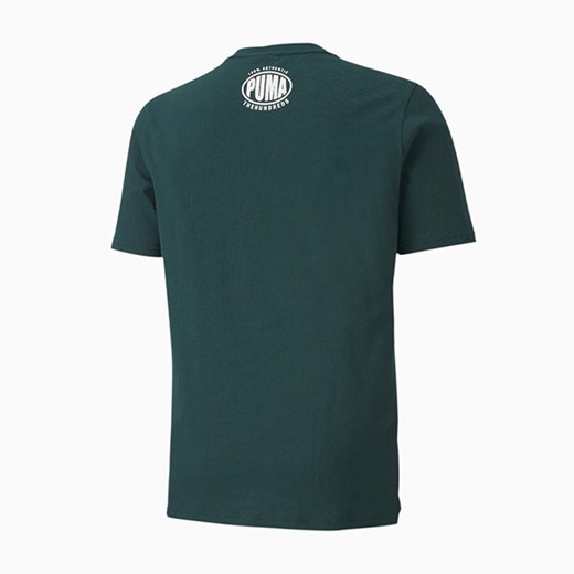 T-shirt męski zielony Puma z krótkimi rękawami 
