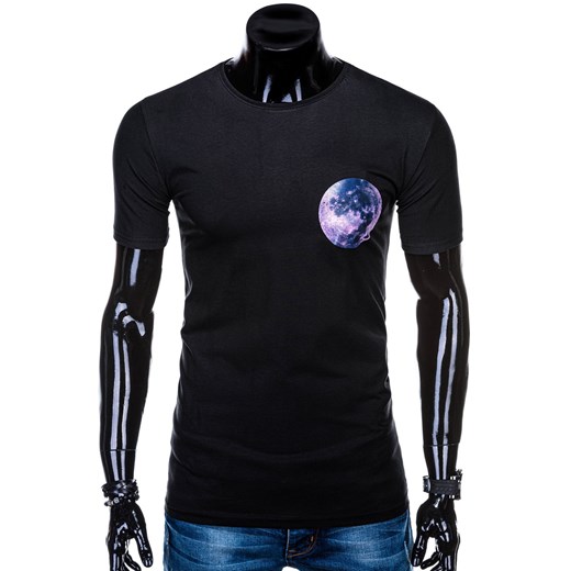 T-shirt męski z nadrukiem 1247S - czarny  Edoti.com XL 