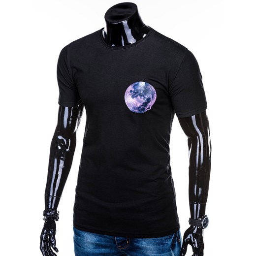 T-shirt męski z nadrukiem 1247S - czarny Edoti.com  M 