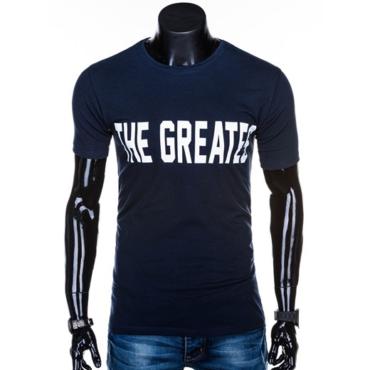 T-shirt męski z nadrukiem 1276S - granatowy Edoti.com  XXL 