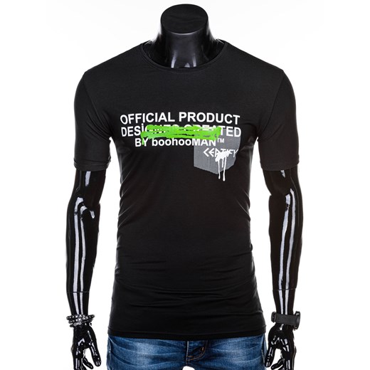 T-shirt męski z nadrukiem 1274S - czarny Edoti.com  M 