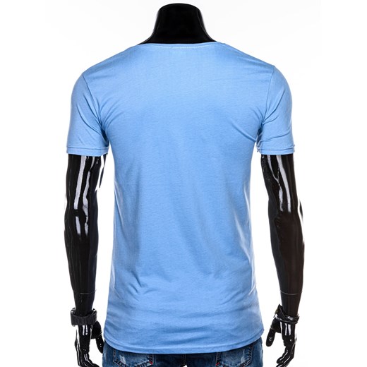 T-shirt męski z nadrukiem 1285S - niebieski  Edoti.com M 