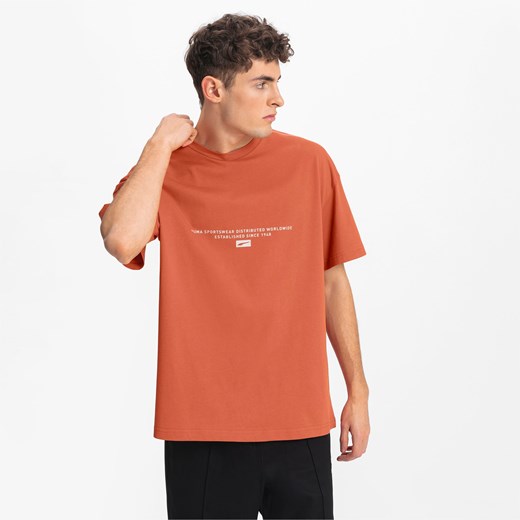 T-shirt męski Puma pomarańczowa z krótkim rękawem 