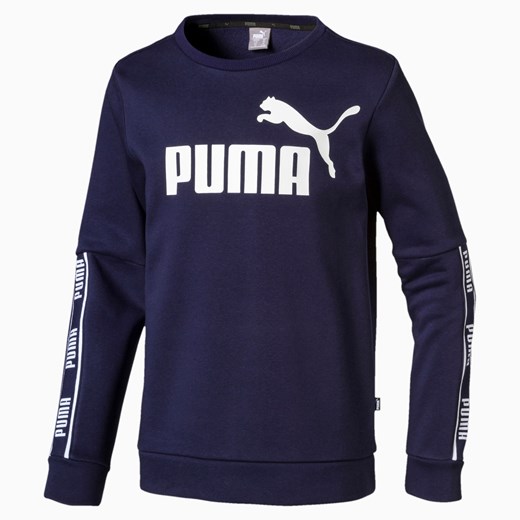 T-shirt chłopięce Puma z długim rękawem niebieski z napisami 