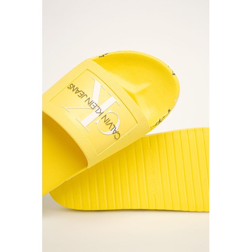 Klapki męskie Calvin Klein sportowe żółte bez zapięcia 