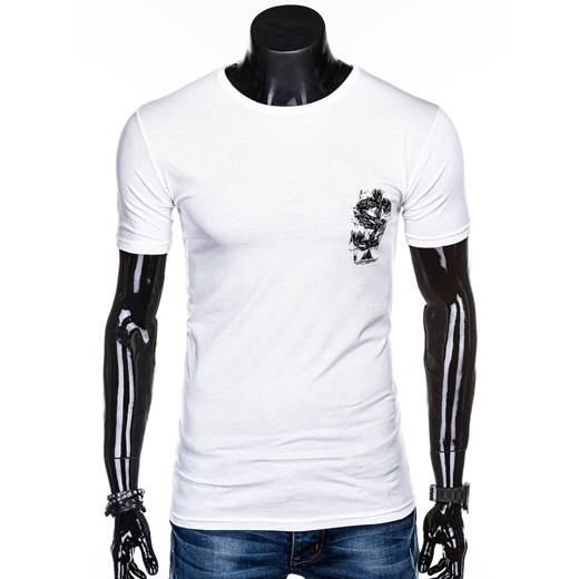 T-shirt męski Edoti.com biały w stylu młodzieżowym 