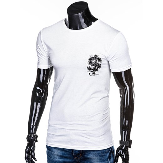 T-shirt męski Edoti.com z krótkimi rękawami biały w stylu młodzieżowym 