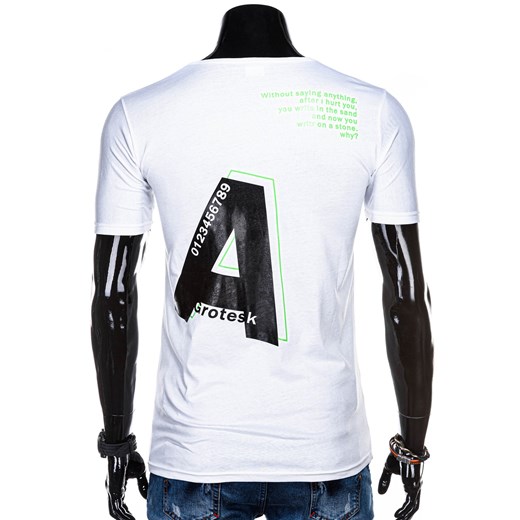 T-shirt męski Edoti.com biały z krótkim rękawem 