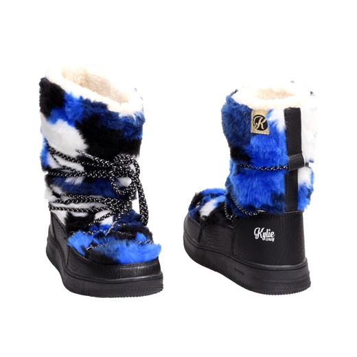 Suzana.pl buty zimowe dziecięce sznurowane niebieskie śniegowce 