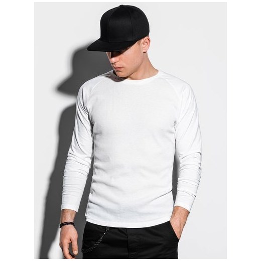T-shirt męski biały Ombre z długimi rękawami 