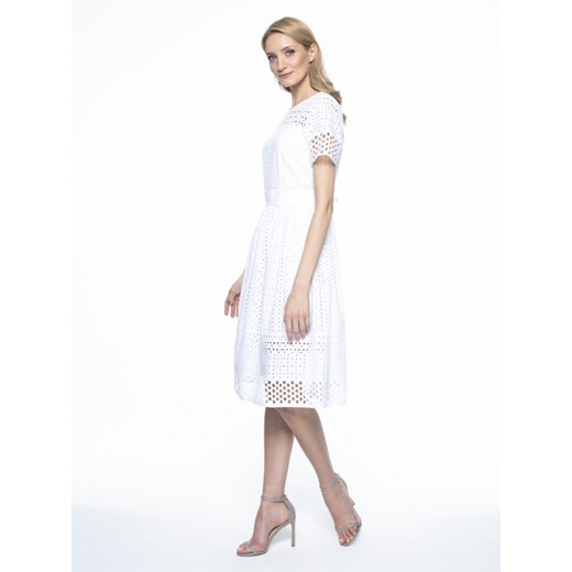 Biała sukienka L’AF z okrągłym dekoltem bawełniana 