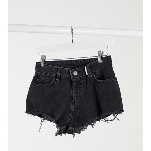 COLLUSION – Czarne sprane jeansowe szorty hot pants-Czarny