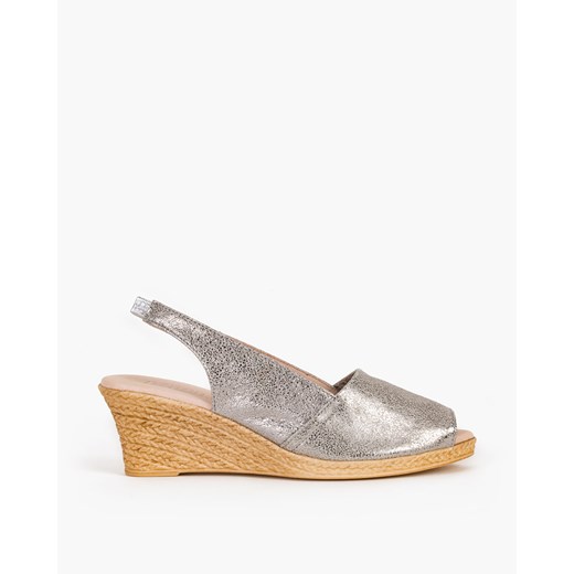 srebrne sandały skórzane na koturnie 009 -714-PLOMO  Kulig 41 okazyjna cena  